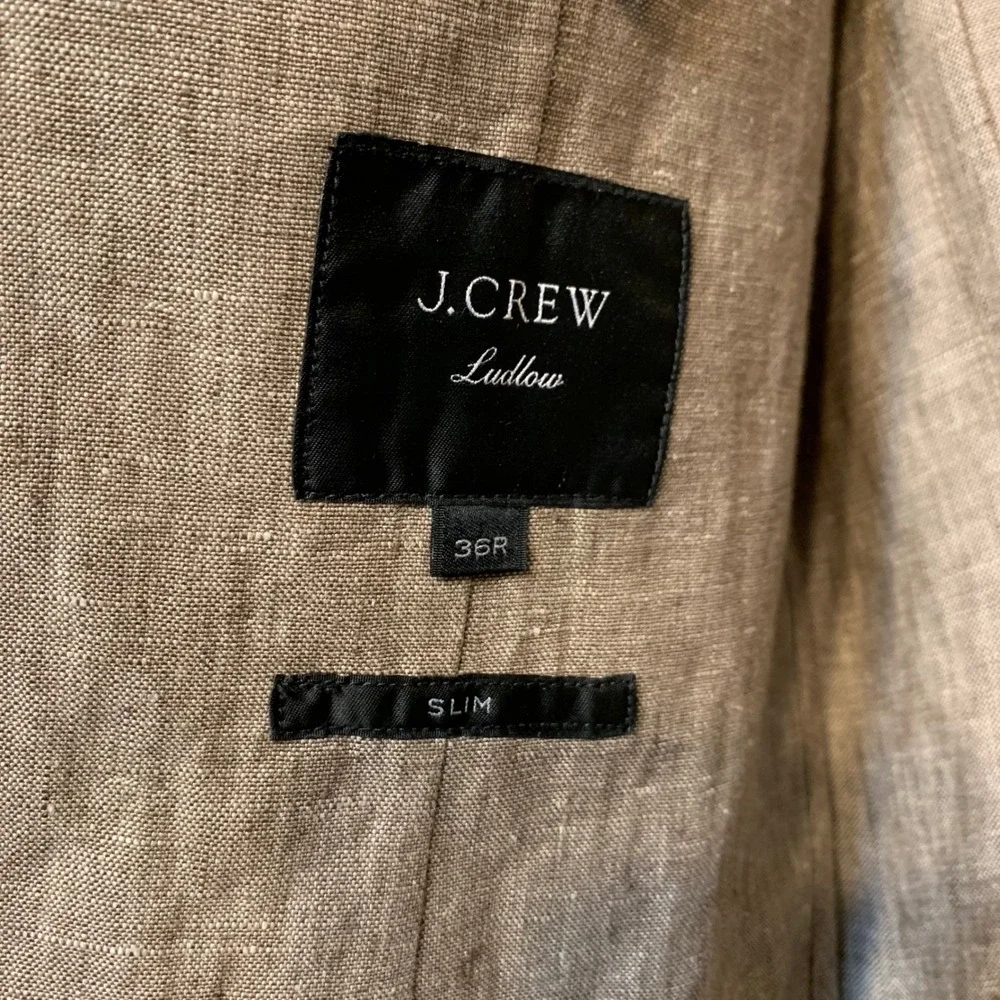 J. Crew Ludlow Slim-fit 36R Unstructured Suit Jacket Cotton-linen Blazer Brown